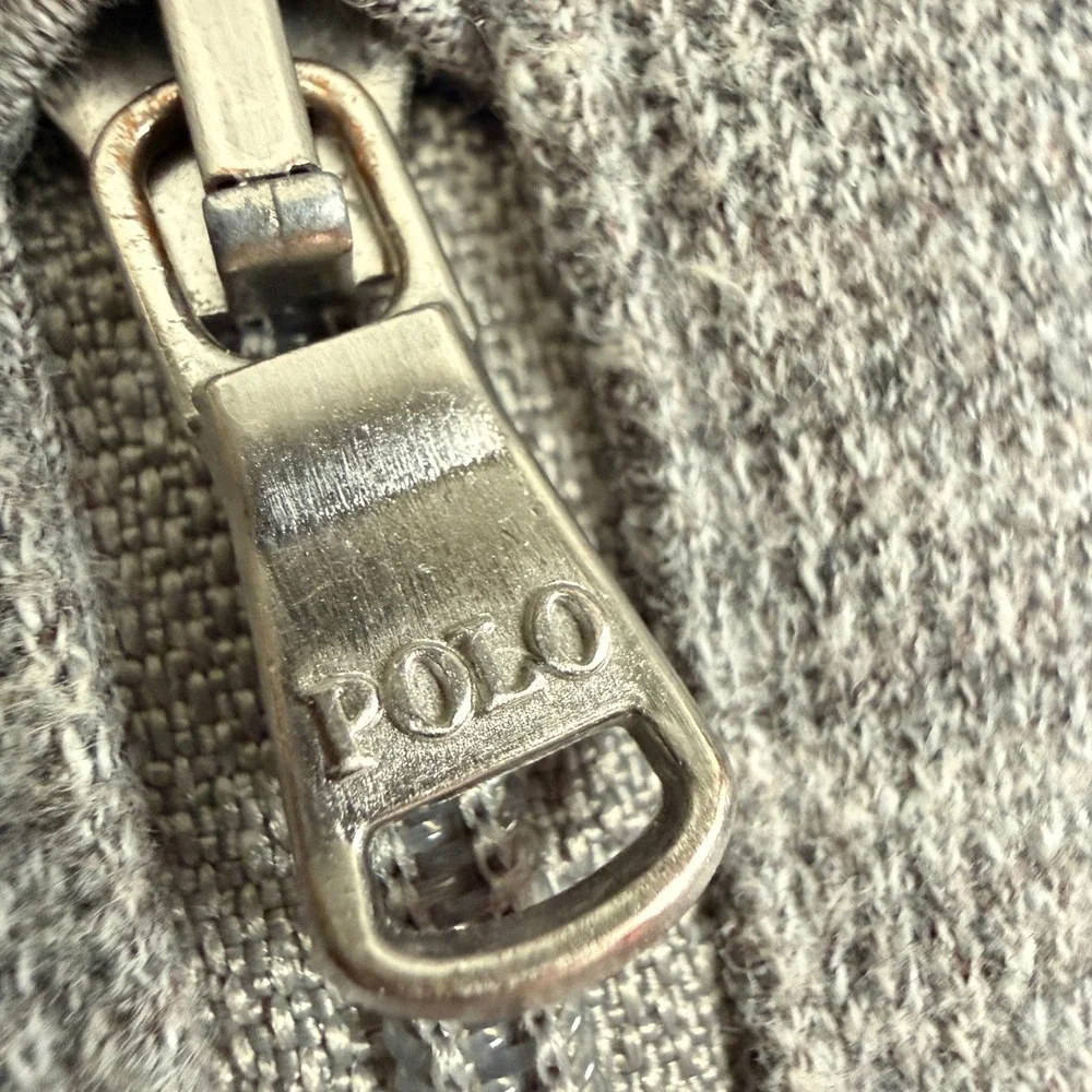 Polo Ralph Lauren Mens Full Zip Hoodie Gray Heather Medium Preppy Y2K Old‎ Money